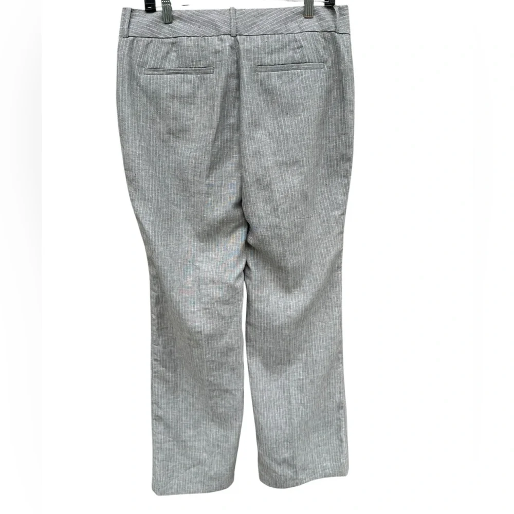 Banana Republic The Martin Fit Gray Pinstripe Dress Pants 100% Linen Size 12 - Picture 2 of 9